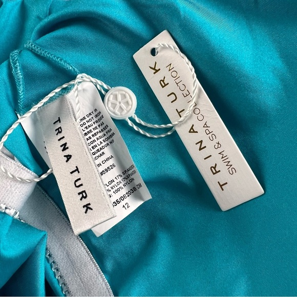 NWT Trina Turk Pink and Blue One Piece Swimsuit with Tropical Floral Design - Picture 8 of 10